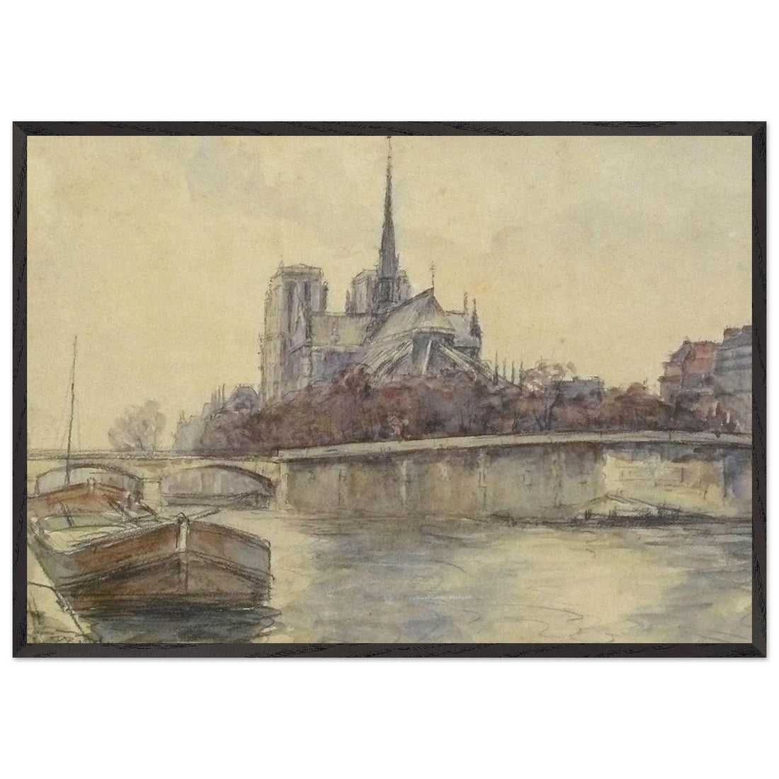 Vue de Notre-Dame de Paris depuis les Quais by Pierre-Jacques Pelletier, fine art edition at Auvrique
