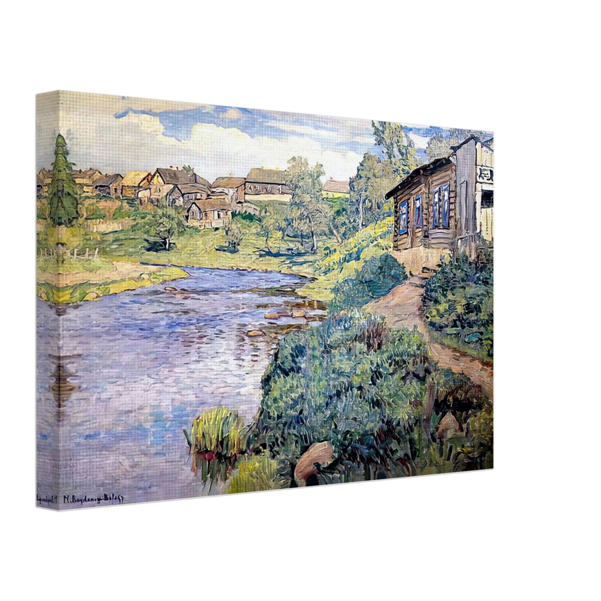 A Provincial Town on a River by Nikolay Bogdanov-Belsky, canvas, view 2