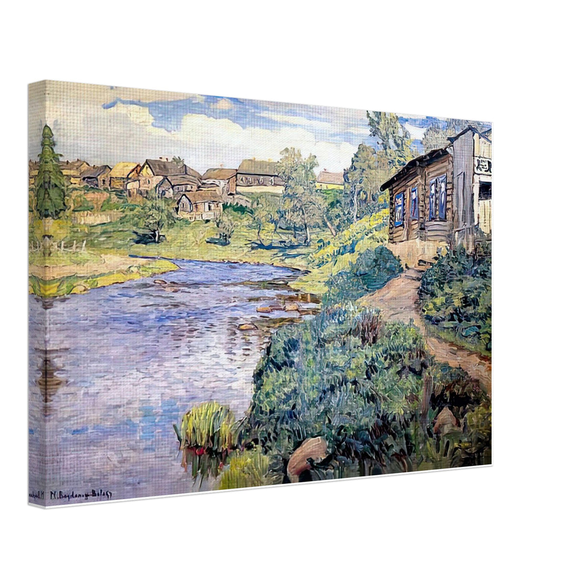 A Provincial Town on a River by Nikolay Bogdanov-Belsky, canvas