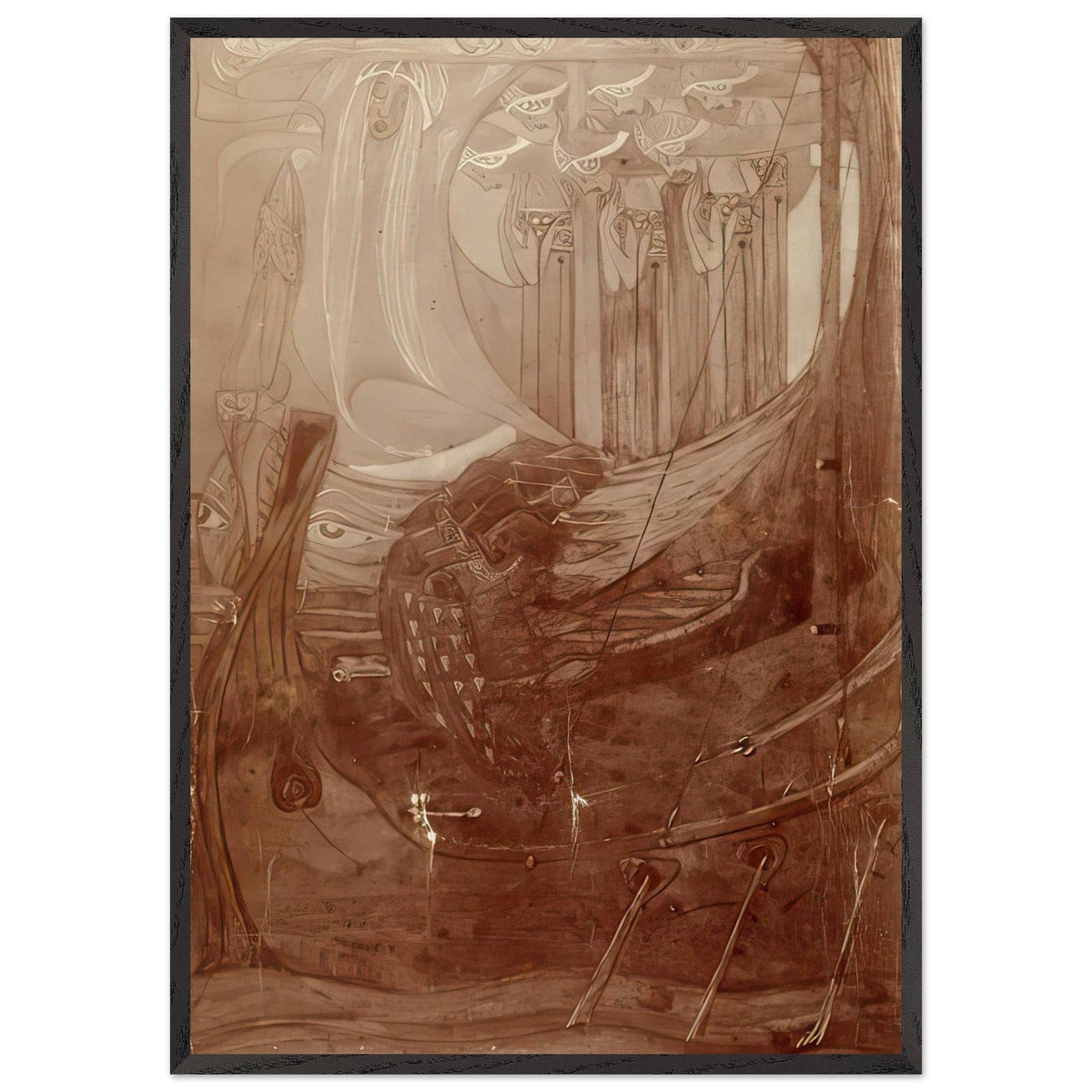 A Ship with Shields Before the Sun by Frances Macdonald, framed poster, view 3