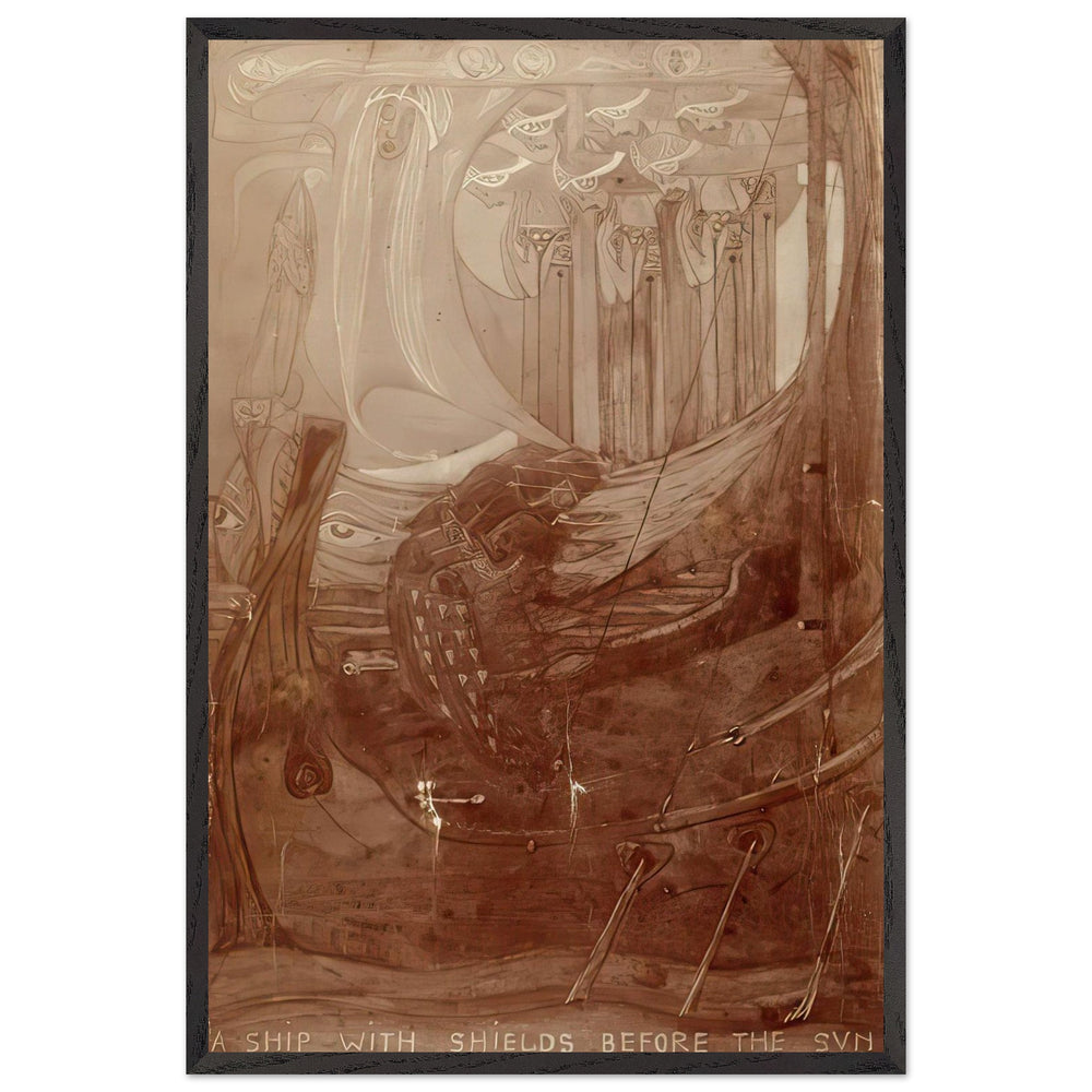 A Ship with Shields Before the Sun by Frances Macdonald, framed poster