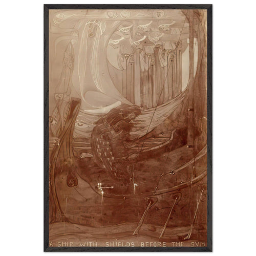 A Ship with Shields Before the Sun by Frances Macdonald, framed poster