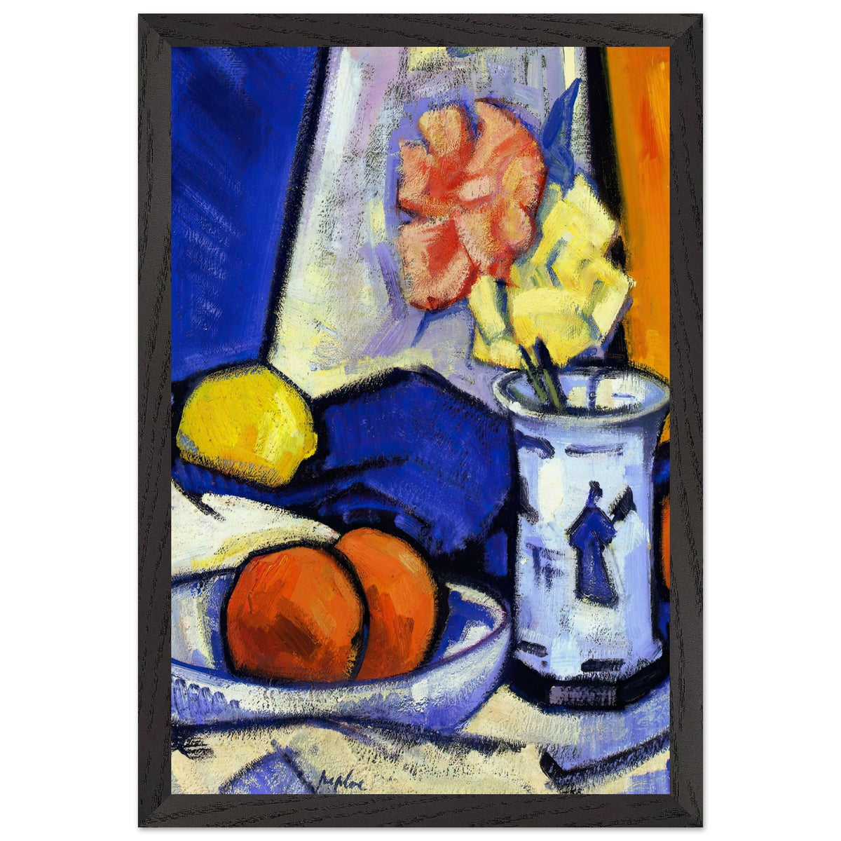 A Still Life of Roses, Oranges and Lemon by Samuel Peploe, framed poster, view 2
