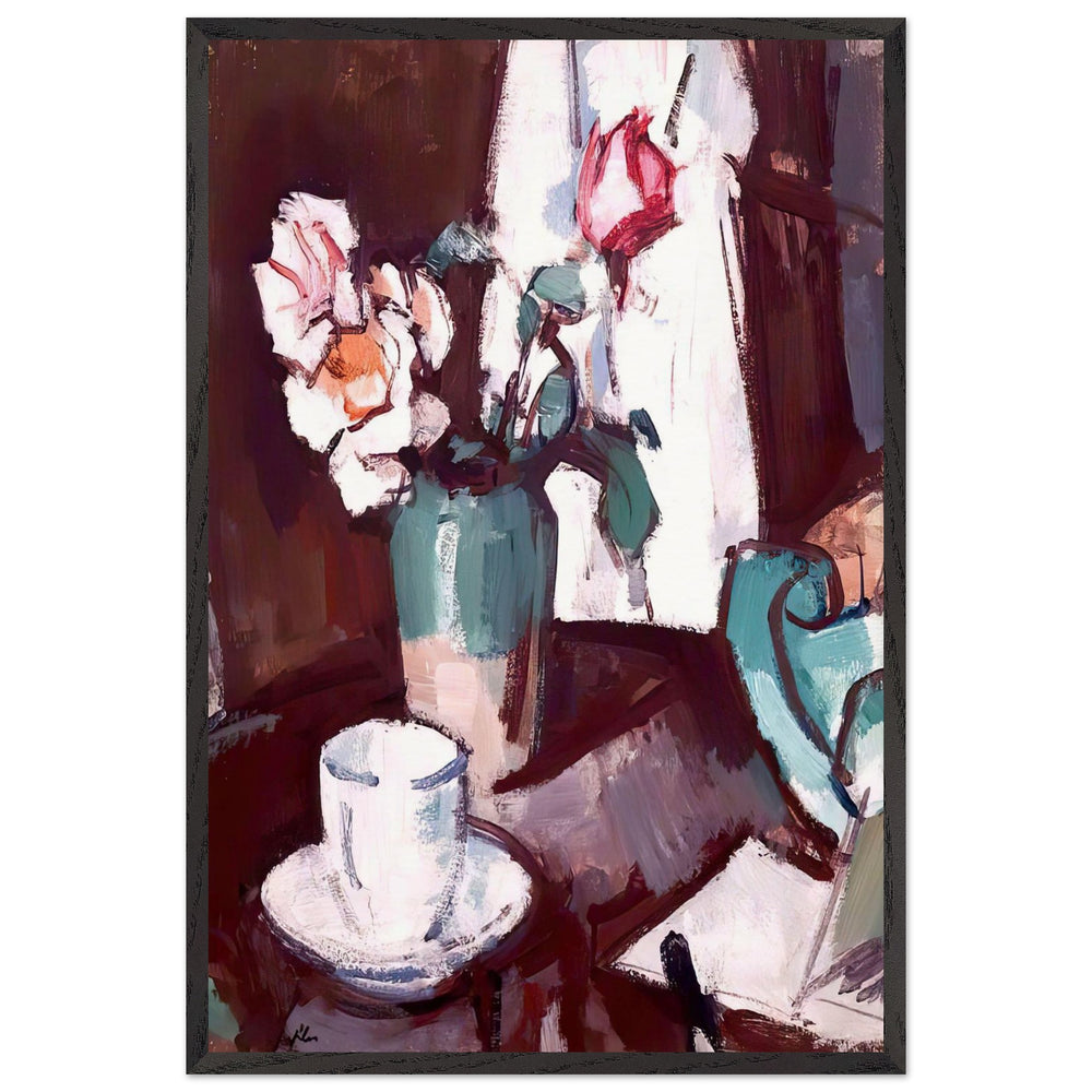 A Still Life of Roses by Samuel Peploe, framed poster