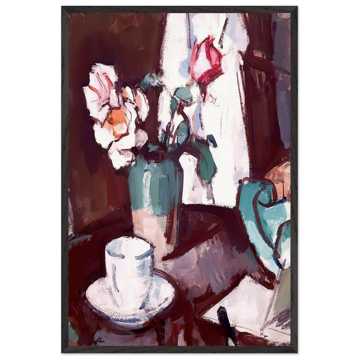A Still Life of Roses by Samuel Peploe, framed poster