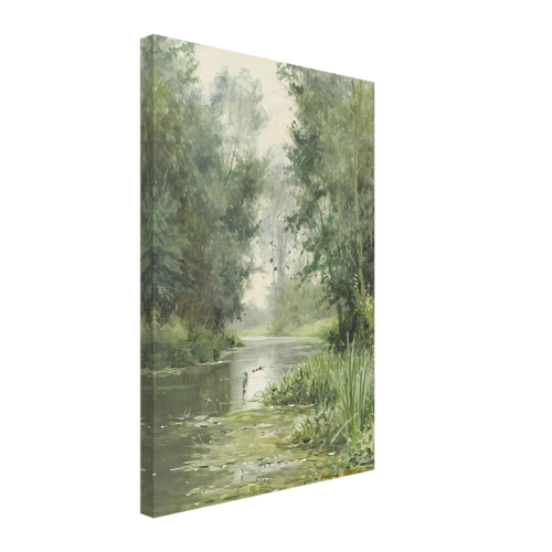 A tranquil river landscape by Louis Aston Knight, canvas