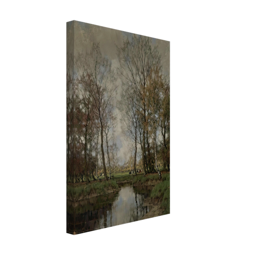 A Tranquil River Landscape with Cattle Watering in the Distance by Arnold Marc Gorter, canvas, view 2