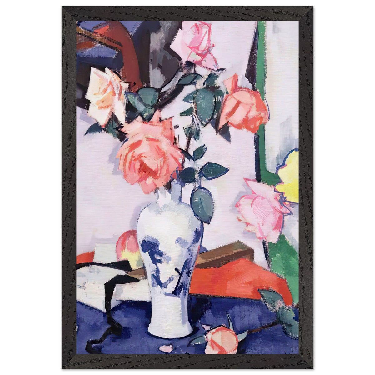 A Vase of Pink Roses by Samuel Peploe, framed poster, view 2