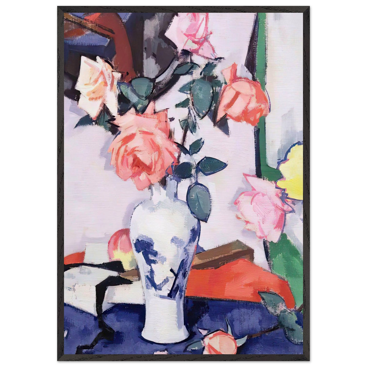 A Vase of Pink Roses by Samuel Peploe, framed poster, view 3