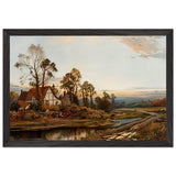 Abendliche Landschaft mit malerischem Gehöft an einem Gewässer by Daniel Sherrin, framed poster, view 2