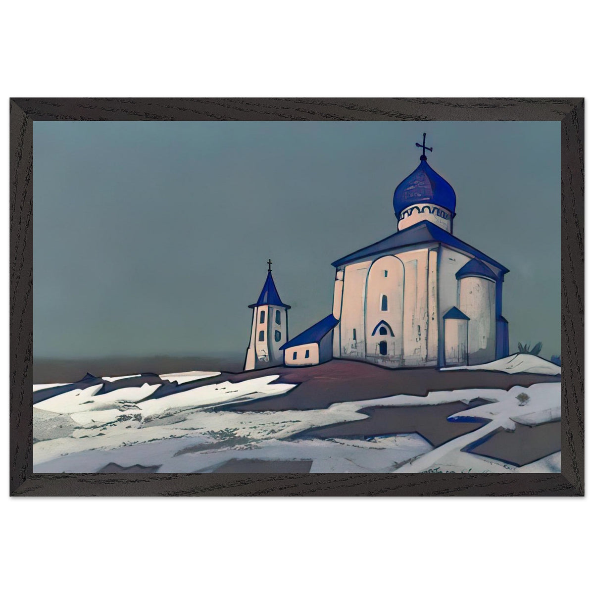 Ancient Novgorod (The Saviour Nereditsa) by Nicholas Roerich, framed poster, view 2