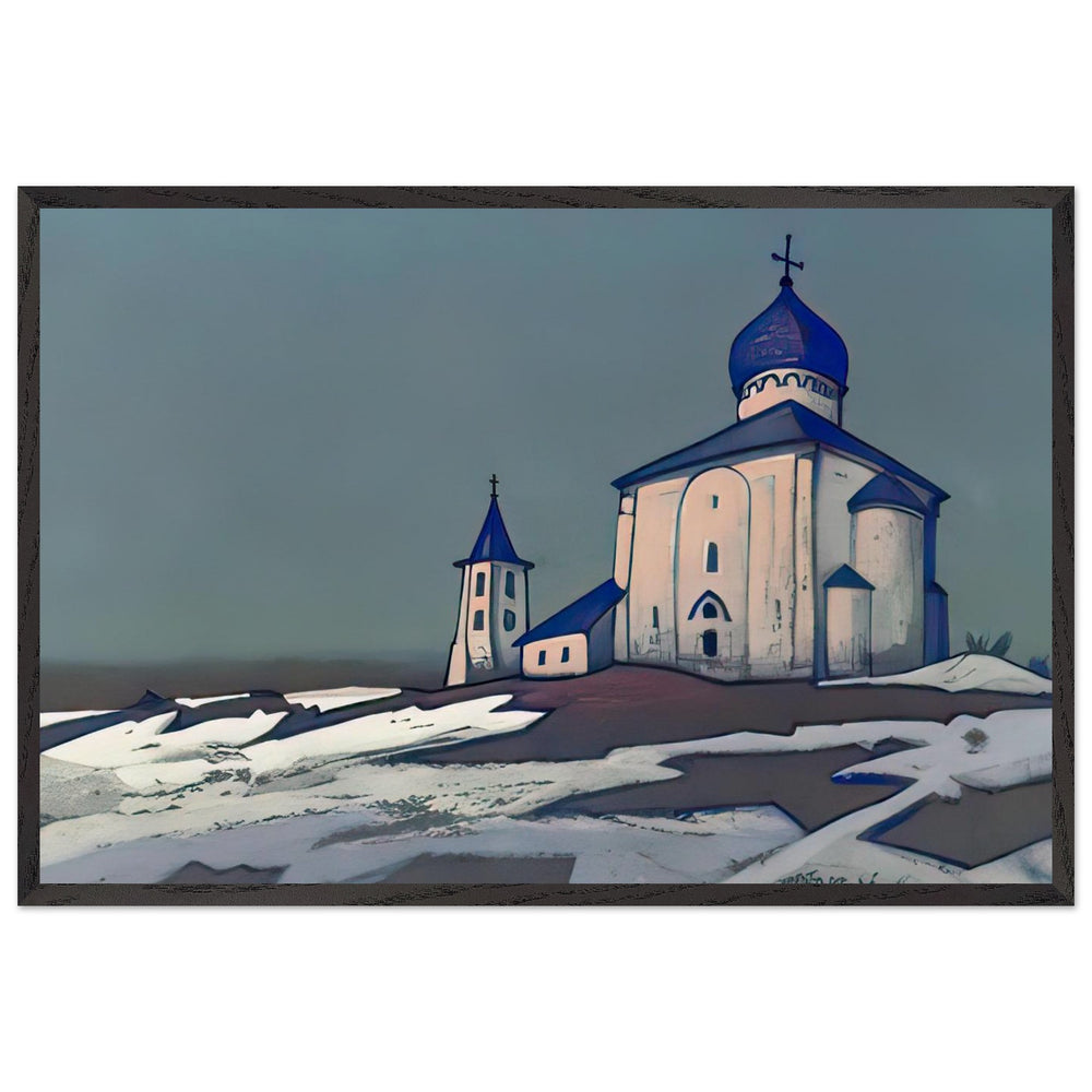 Ancient Novgorod (The Saviour Nereditsa) by Nicholas Roerich, framed poster