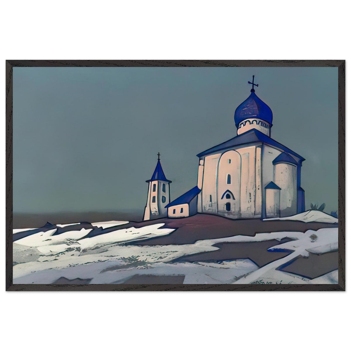 Ancient Novgorod (The Saviour Nereditsa) by Nicholas Roerich, framed poster