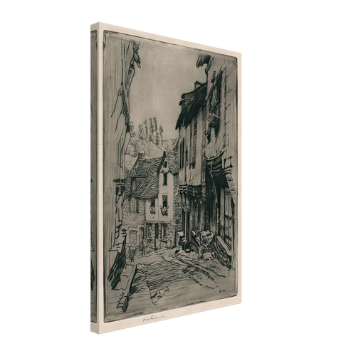 Aquafort Jerzual Street in Dinan with Cat by Józef Pankiewicz, canvas