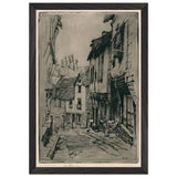 Aquafort Jerzual Street in Dinan with Cat by Józef Pankiewicz, framed poster, view 2