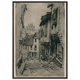 Aquafort Jerzual Street in Dinan with Cat by Józef Pankiewicz, framed poster, view 3