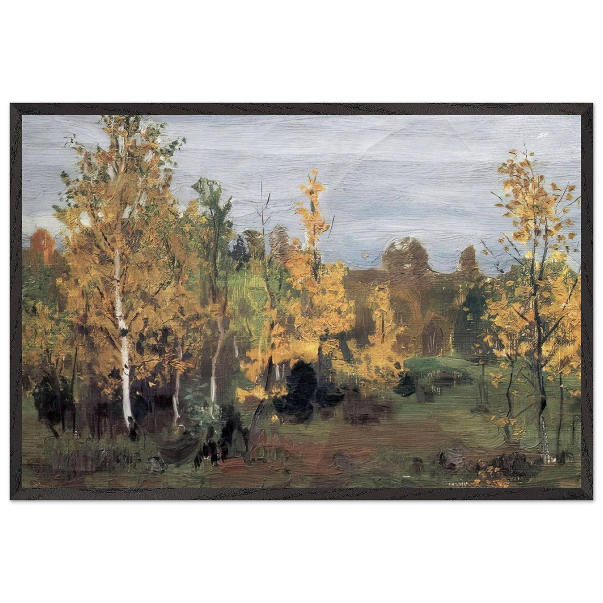 Autumn Landscape. Golden Birches by Arkady Rylov, framed poster