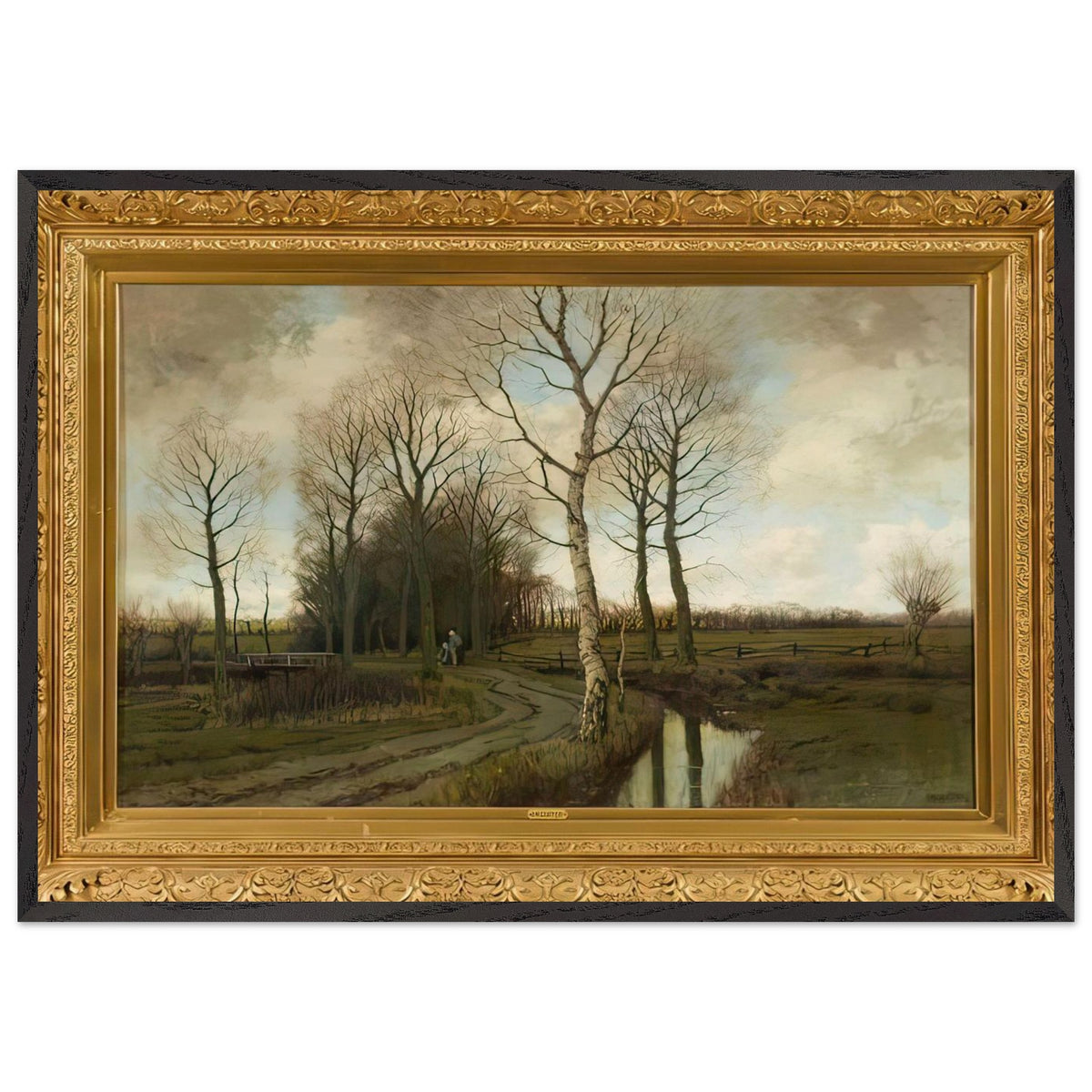 Autumn Landscape with a Stream by Arnold Marc Gorter, framed poster, view 3