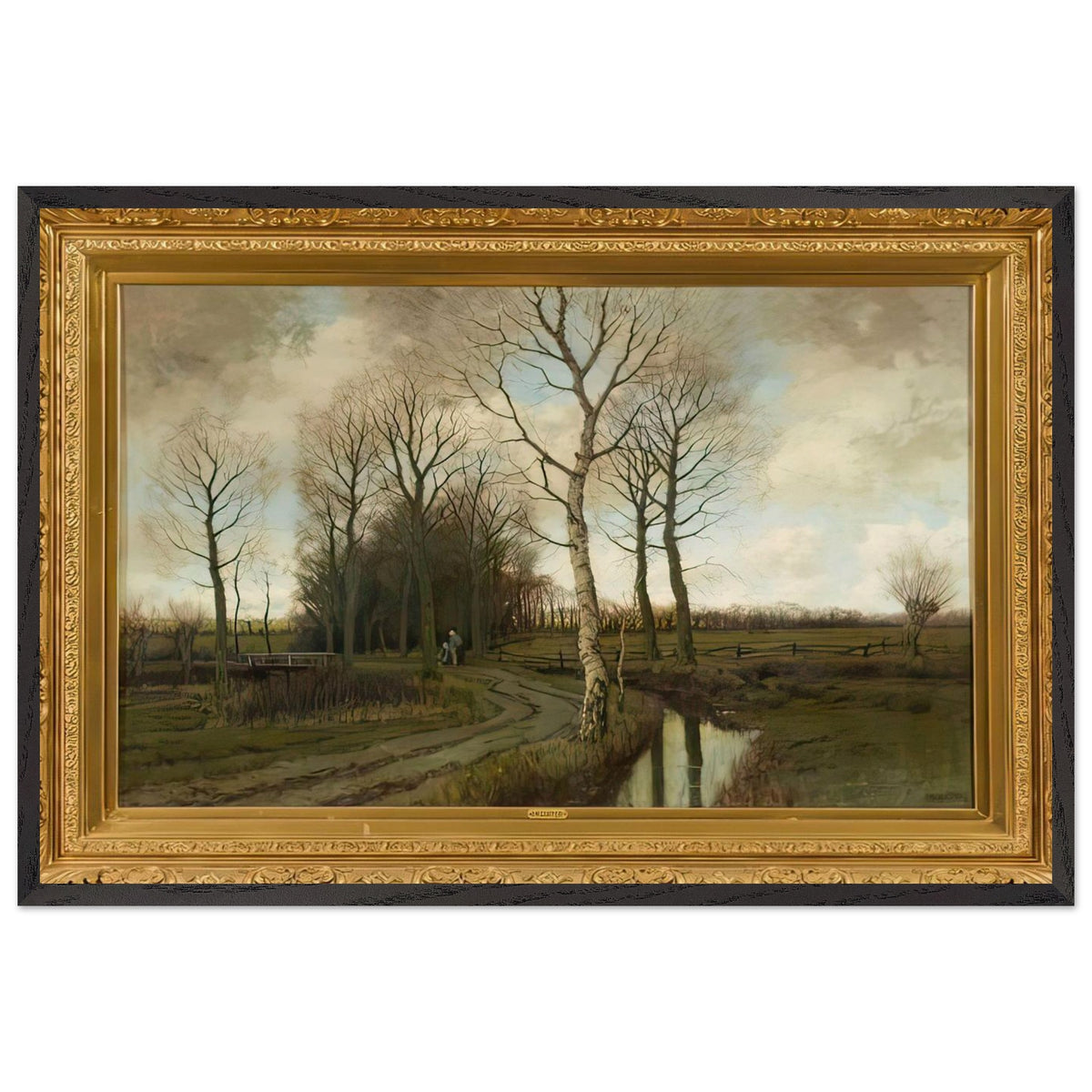 Autumn Landscape with a Stream by Arnold Marc Gorter, framed poster