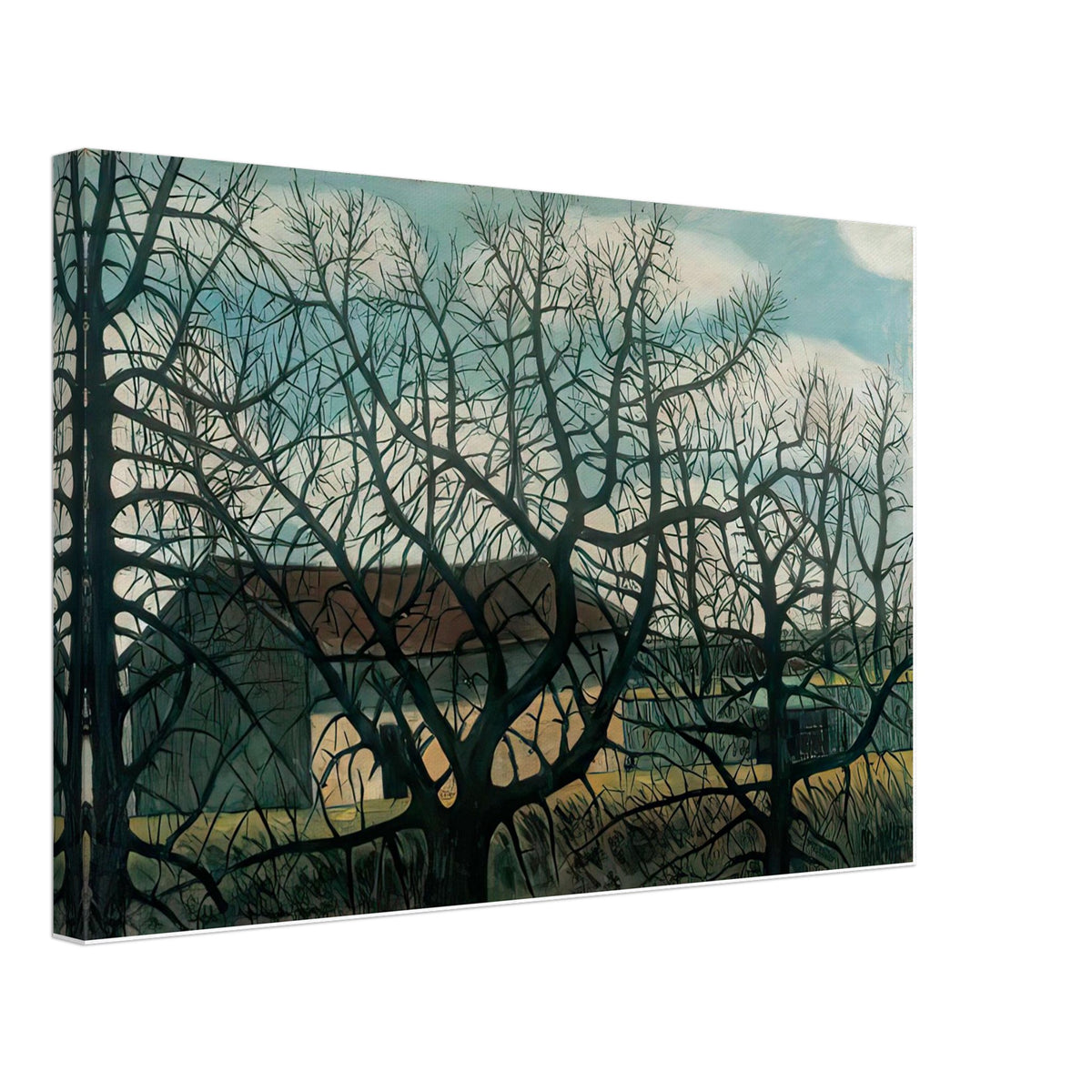 Bald Trees with Houses by Istvan Nagy, canvas