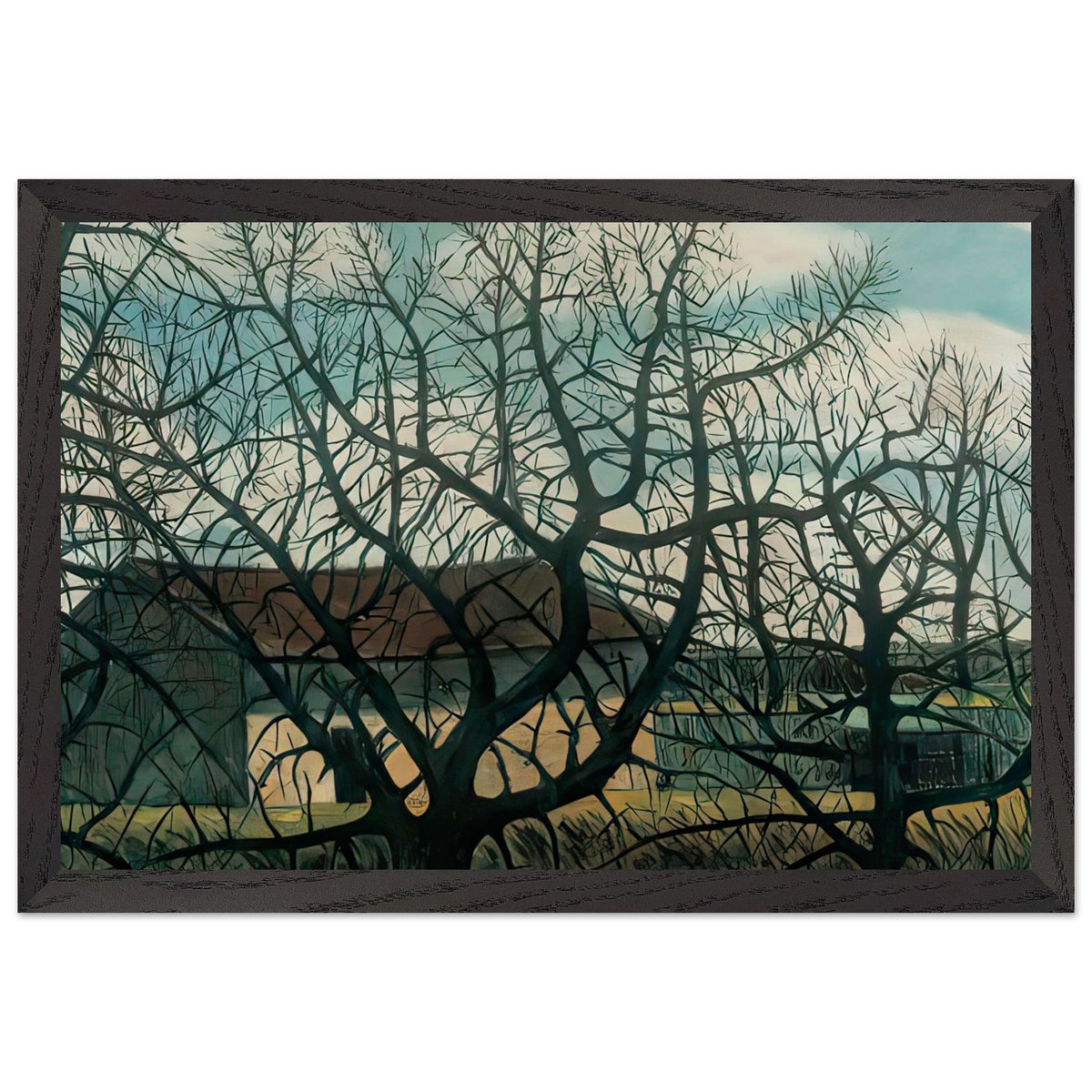 Bald Trees with Houses by Istvan Nagy, framed poster, view 2