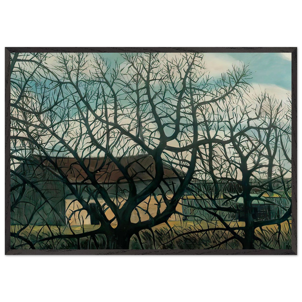 Bald Trees with Houses by Istvan Nagy, framed poster, view 3