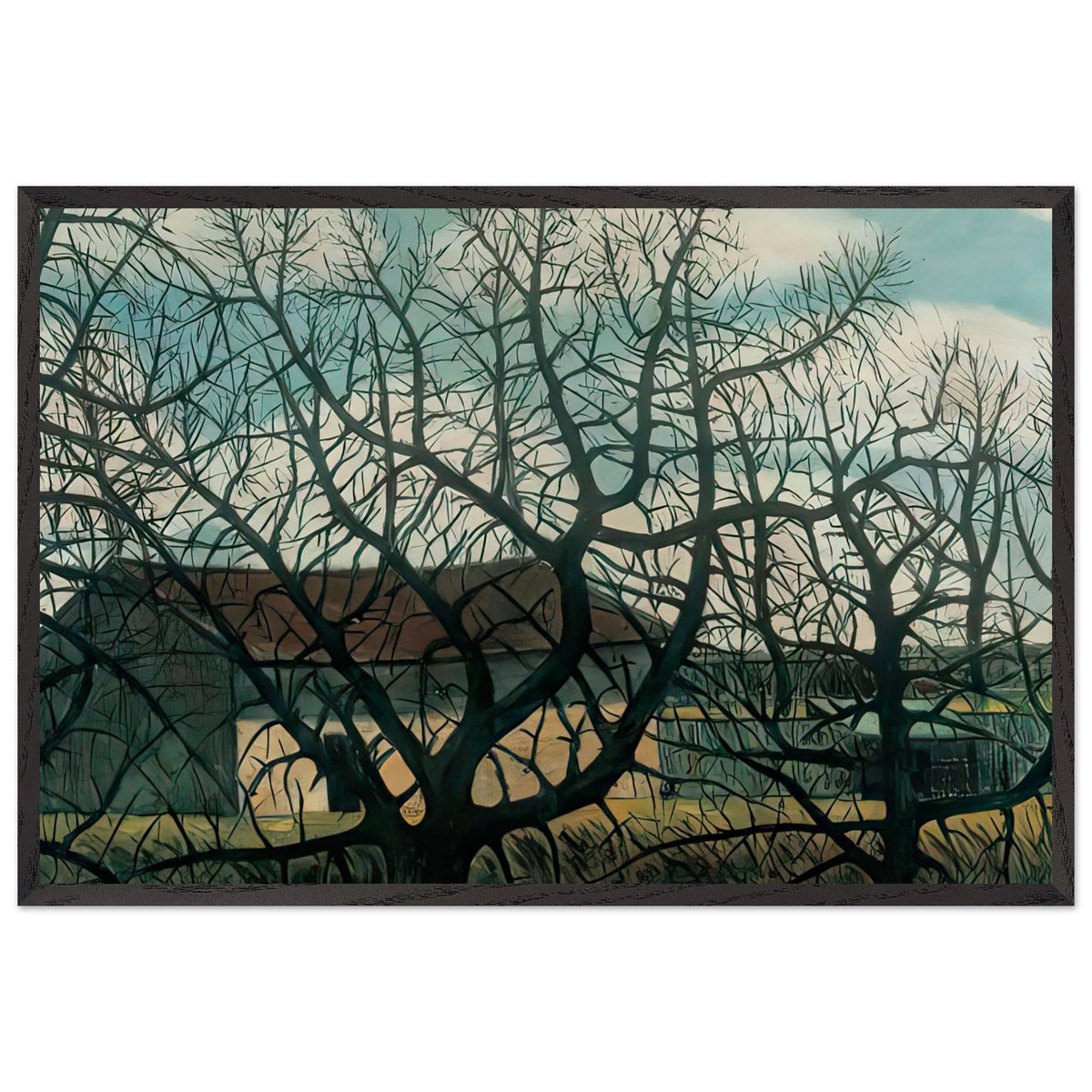 Bald Trees with Houses by Istvan Nagy, framed poster