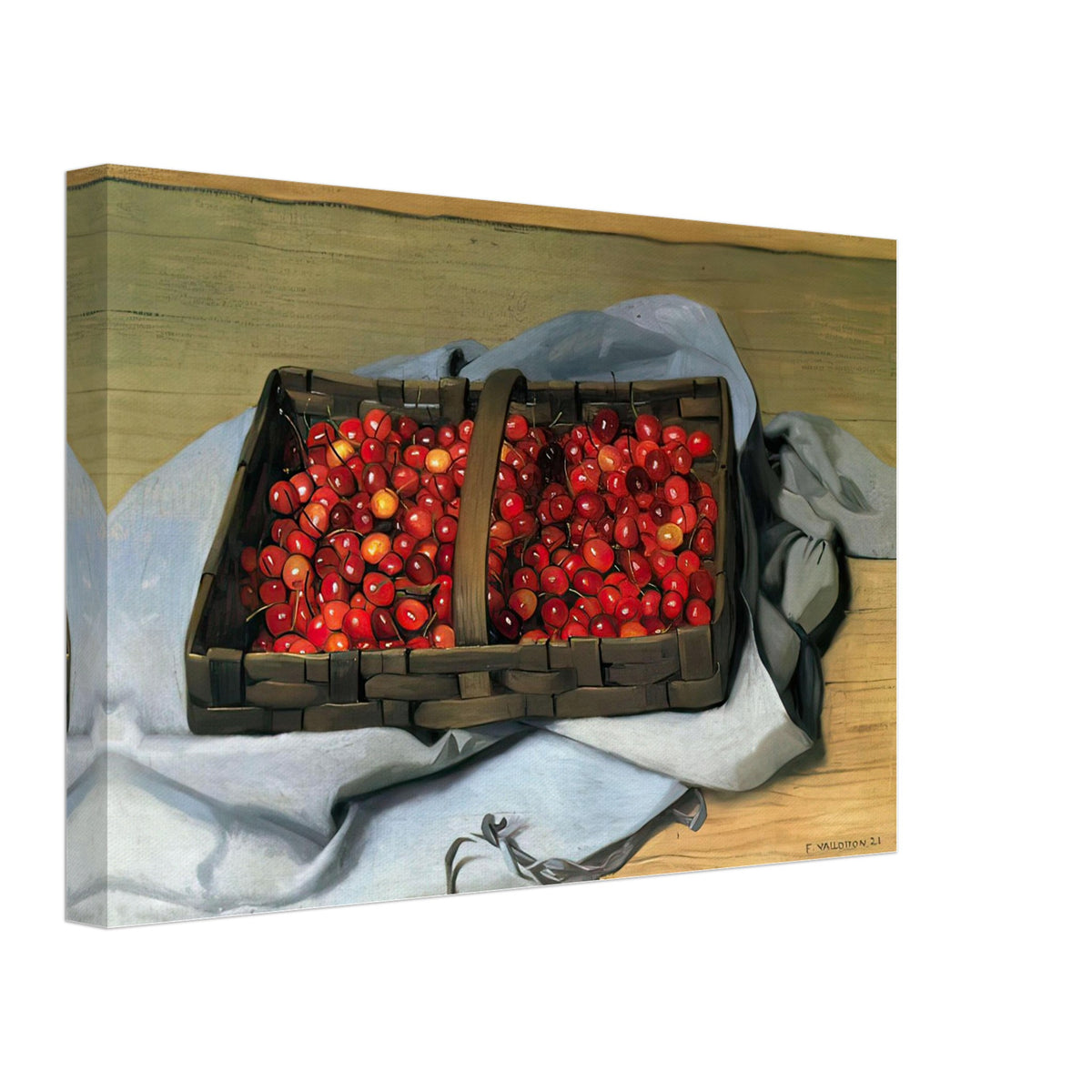 Basket of Cherries by Felix Vallotton, canvas, view 2