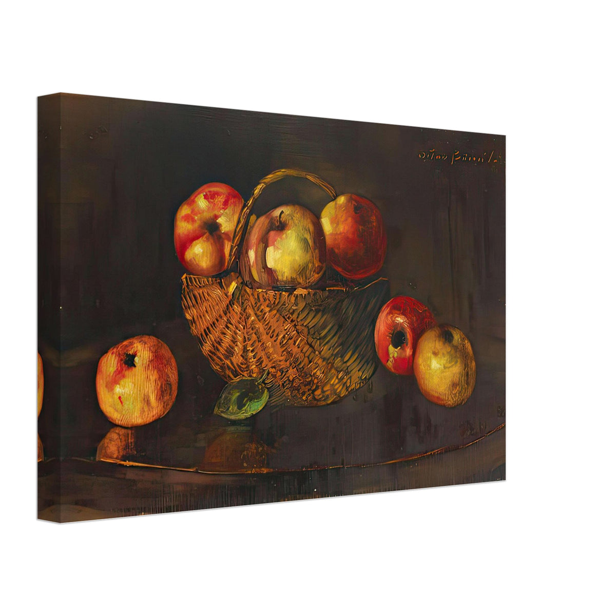 Basket with Apples by Octav Bancila, canvas, view 2