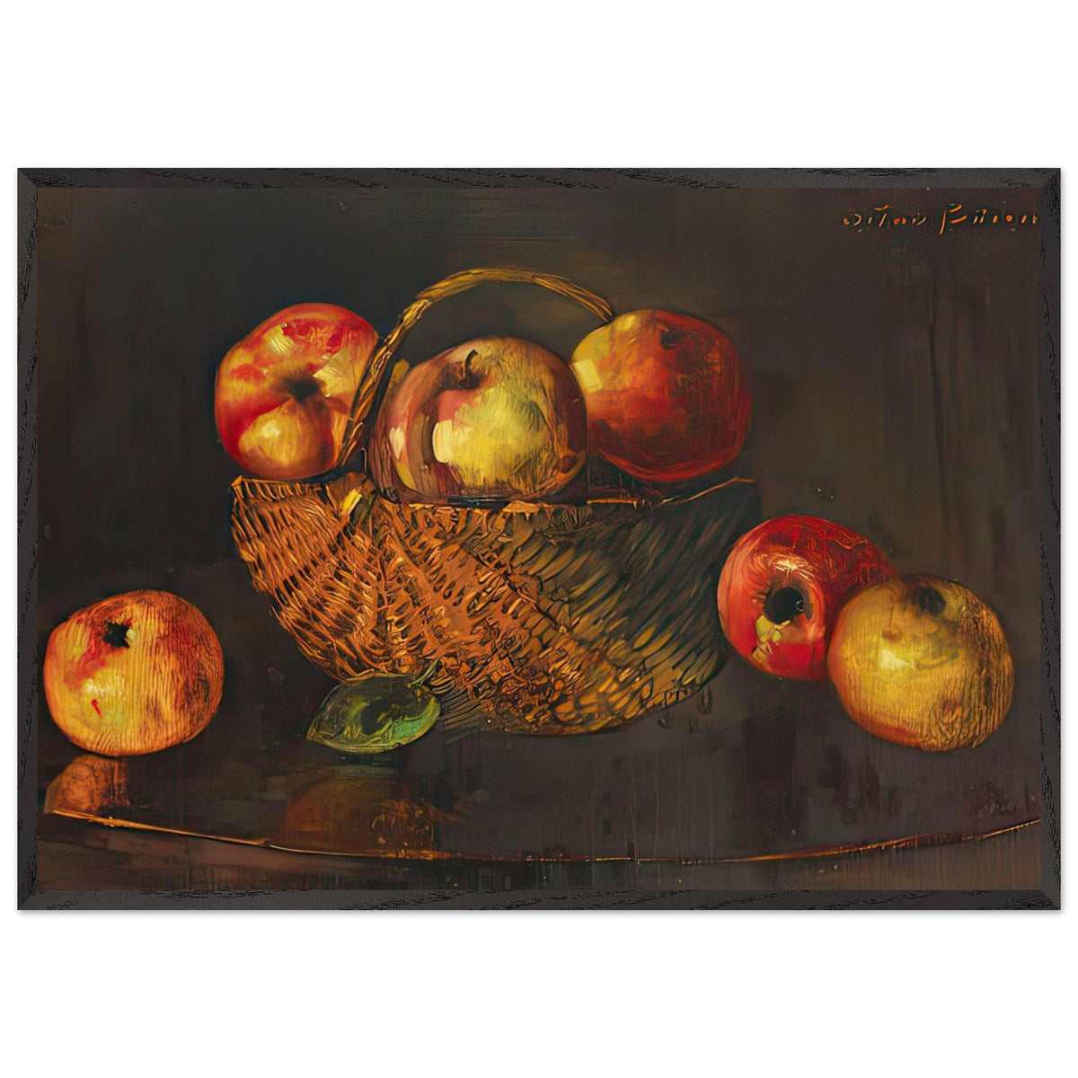 Basket with Apples by Octav Bancila, framed poster, view 3