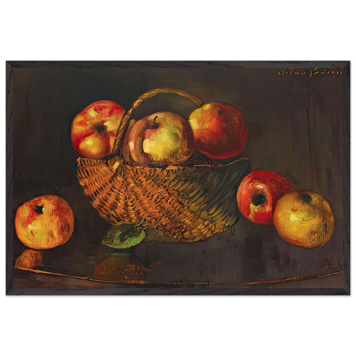 Basket with Apples by Octav Bancila, framed poster