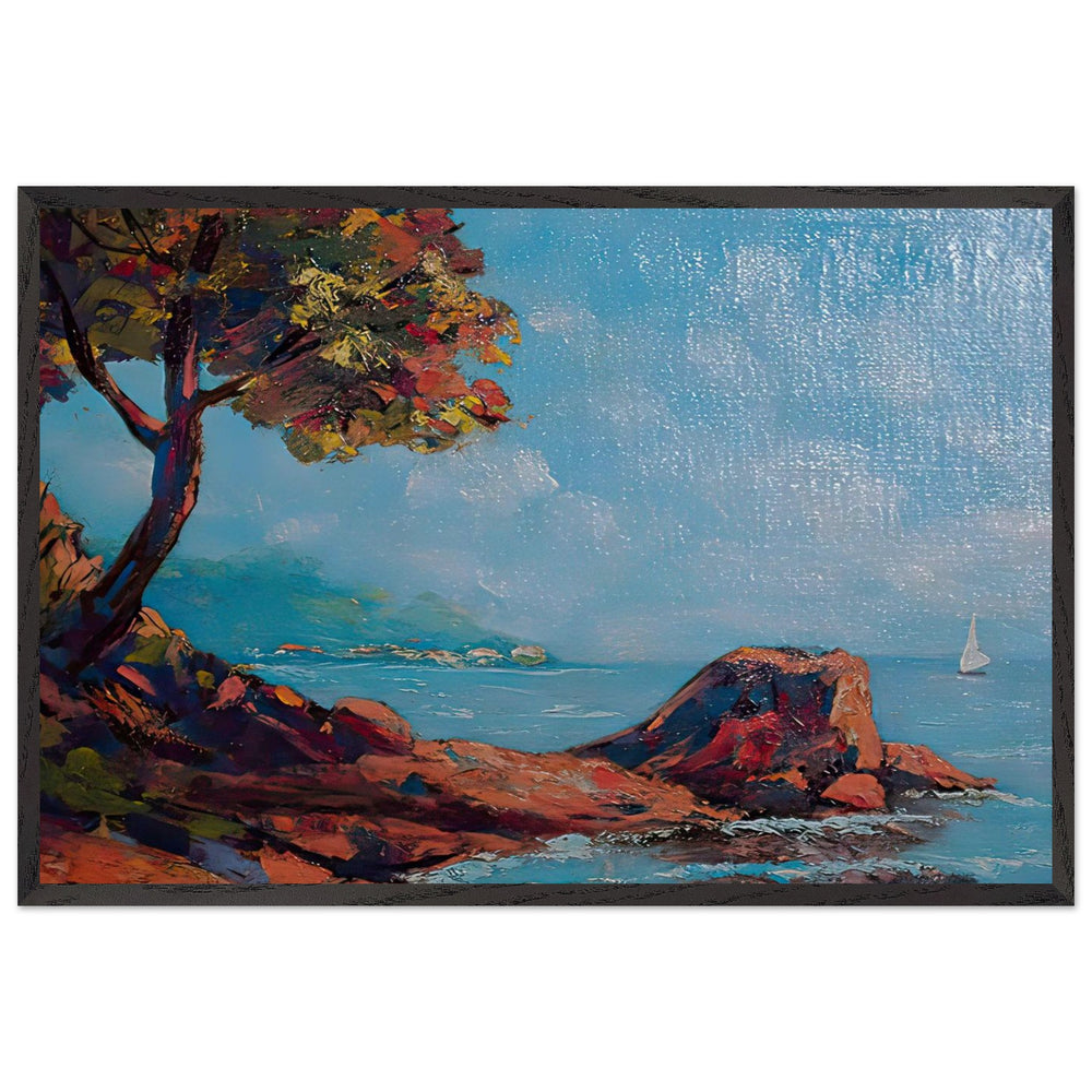 Biarritz Cliffs by Kimon Loghi, framed poster