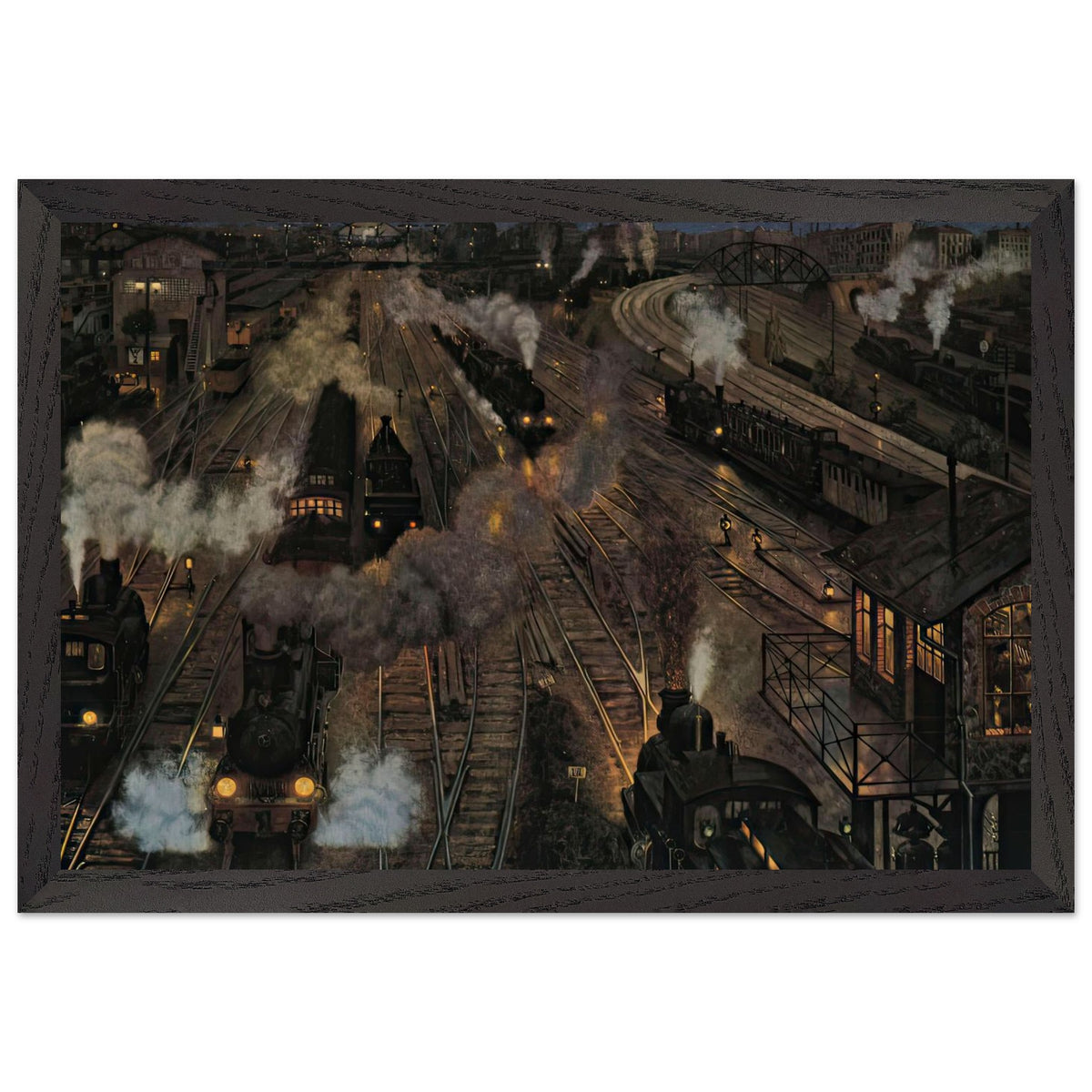 Big City Train Station by Hans Baluschek, framed poster, view 2