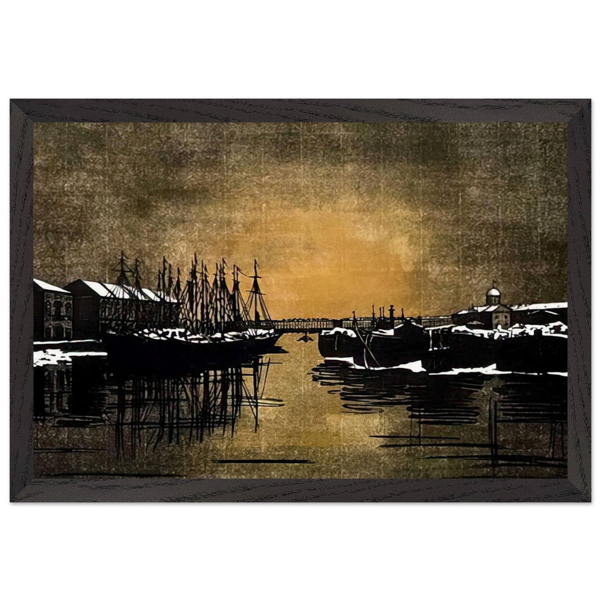 Biron Palace and barges by Anna Ostroumova-Lebedeva, framed poster, view 2