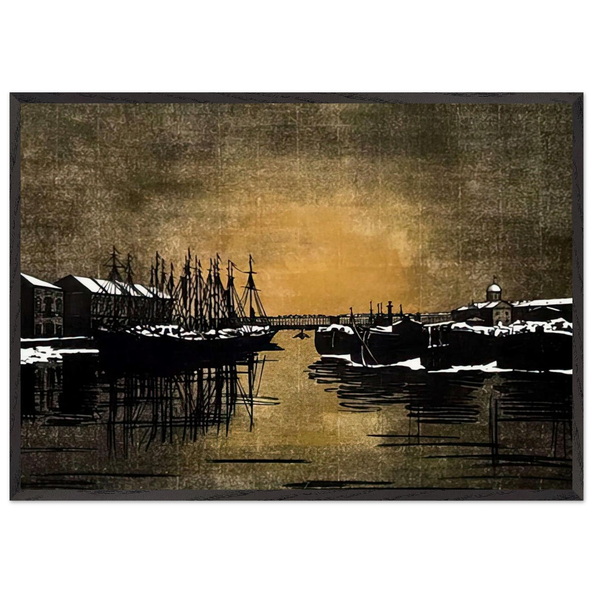 Biron Palace and barges by Anna Ostroumova-Lebedeva, framed poster, view 3