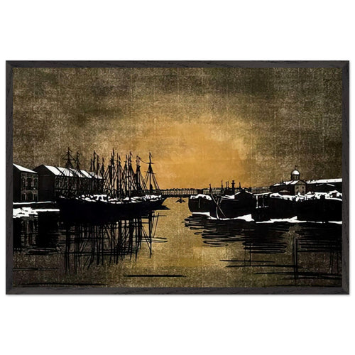 Biron Palace and barges by Anna Ostroumova-Lebedeva, framed poster