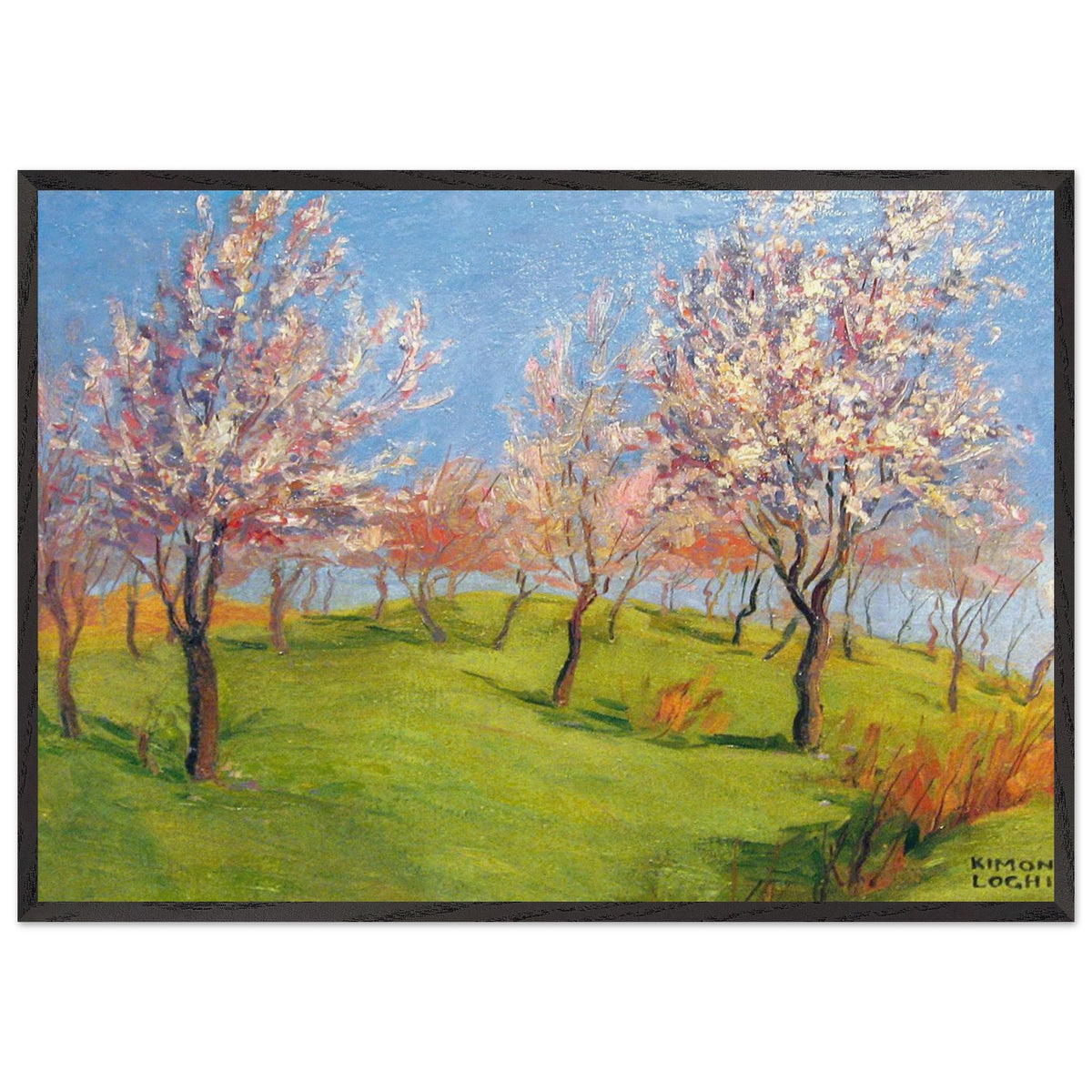 Blooming Apple Trees by Kimon Loghi, framed poster, view 3