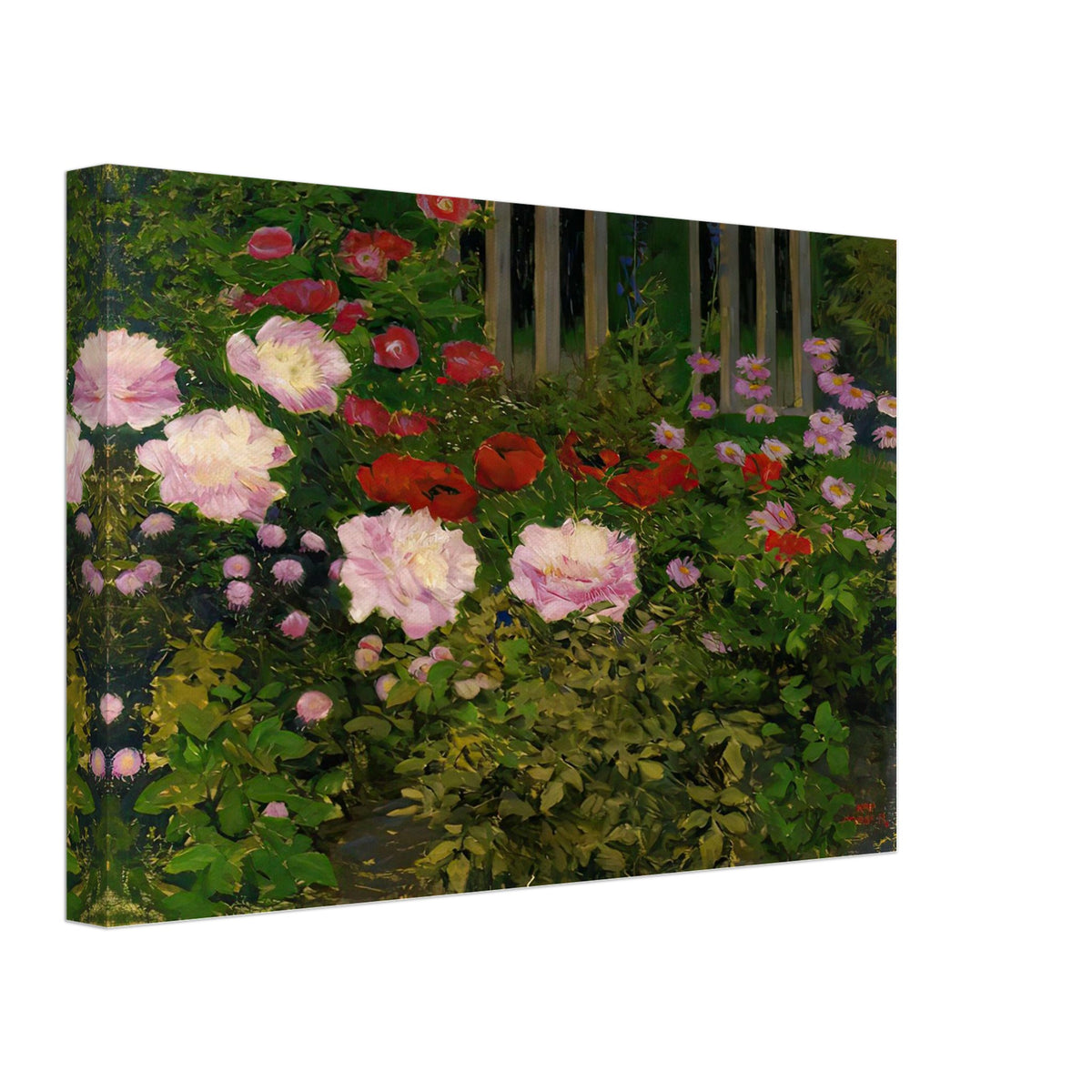 Blooming Flowers with Garden Fence by Koloman Moser, canvas, view 2