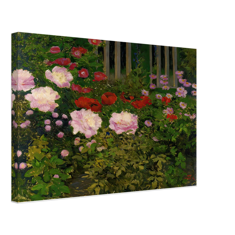 Blooming Flowers with Garden Fence by Koloman Moser, canvas
