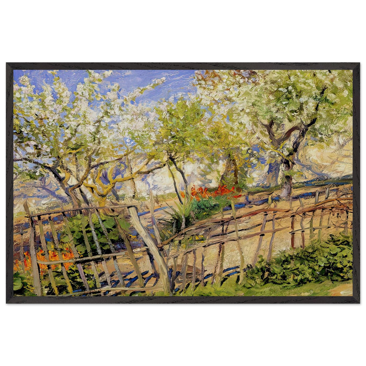 Blossoms and Wallflowers by Guy Rose, framed poster