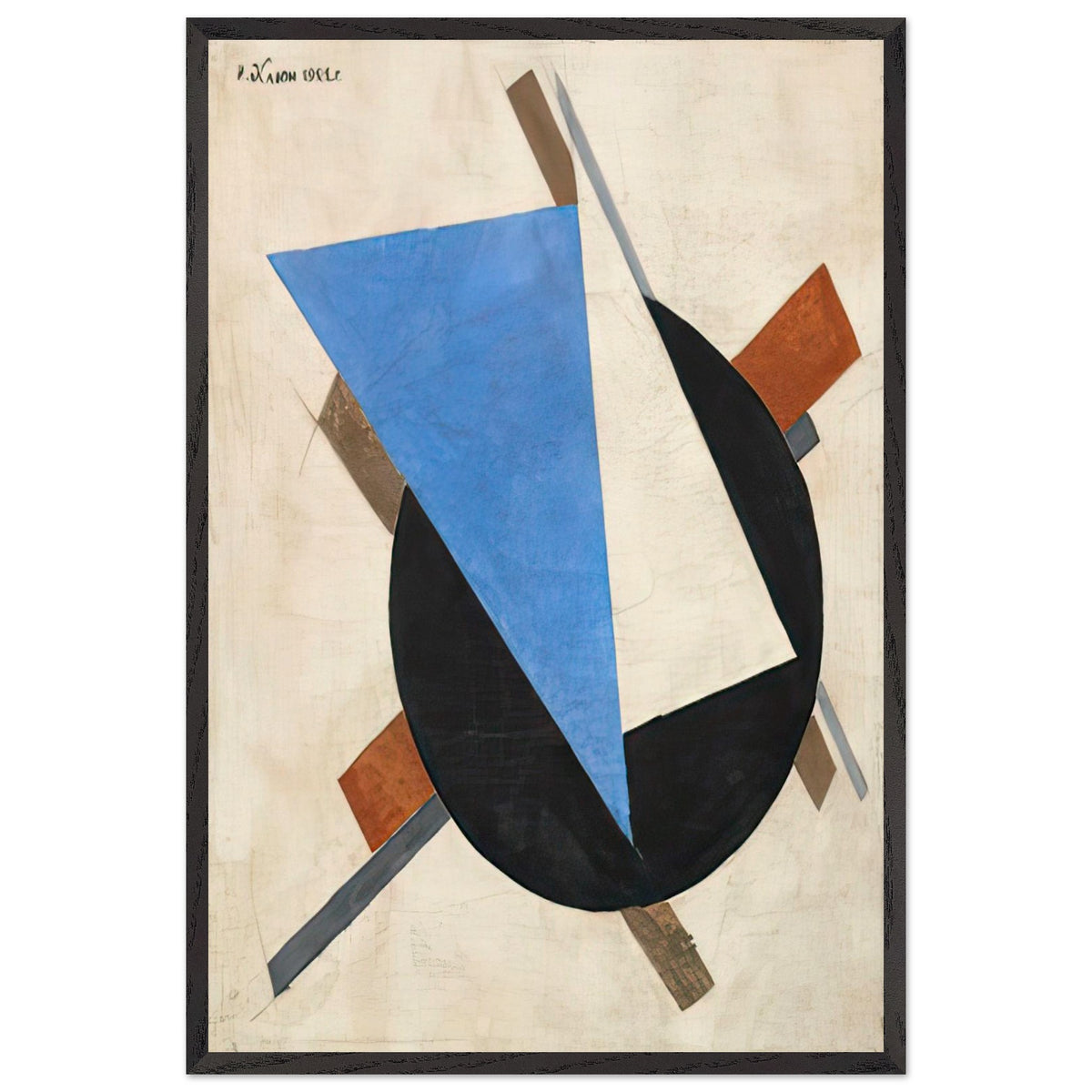Blue and White Suprematist Composition by Ivan Kliun, framed poster