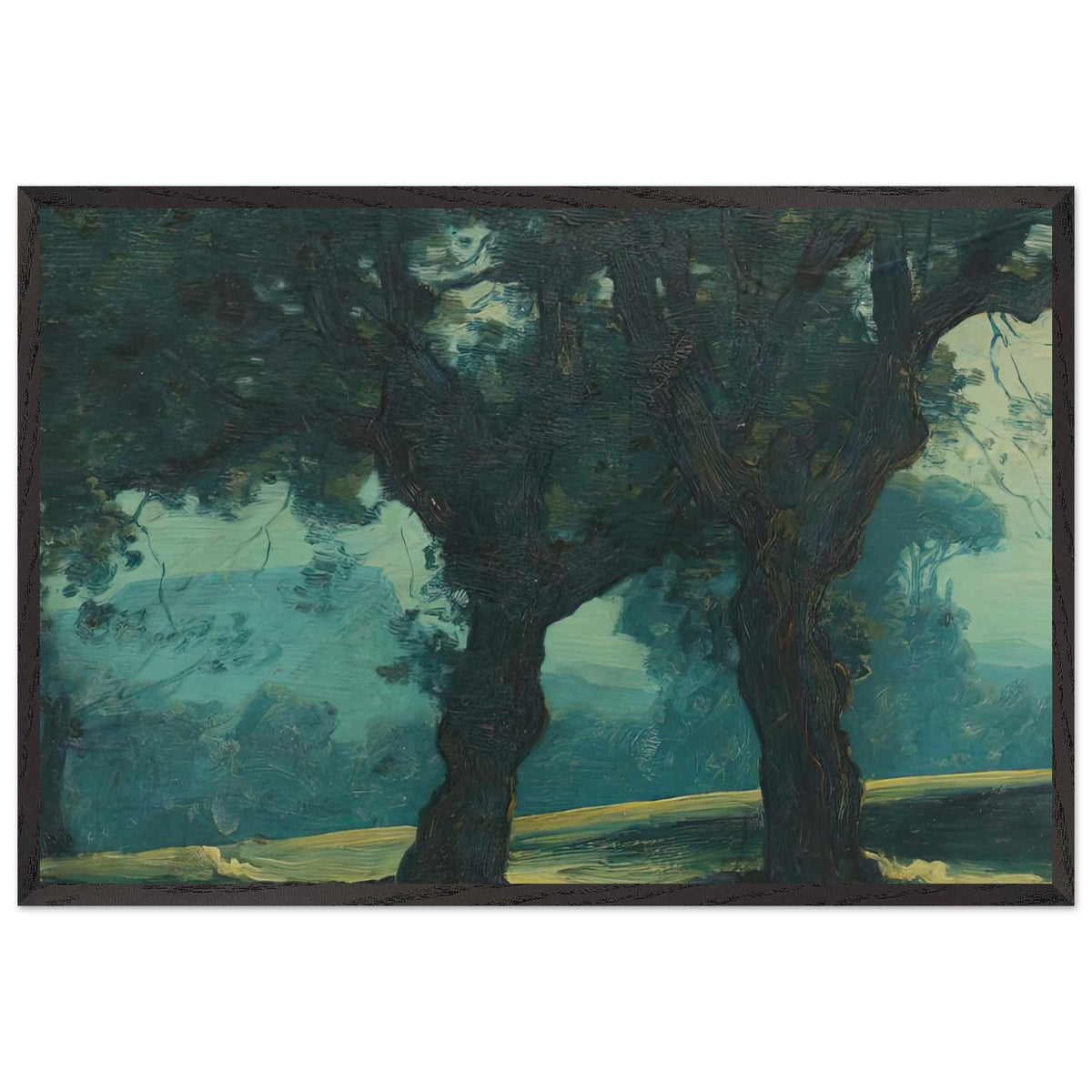 Blue Landscape by Stefan Popescu, framed poster