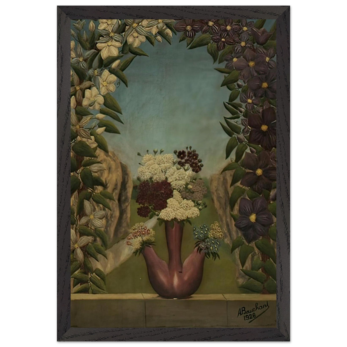 Blumen in Landschaft by Andre Bauchant, framed poster, view 2
