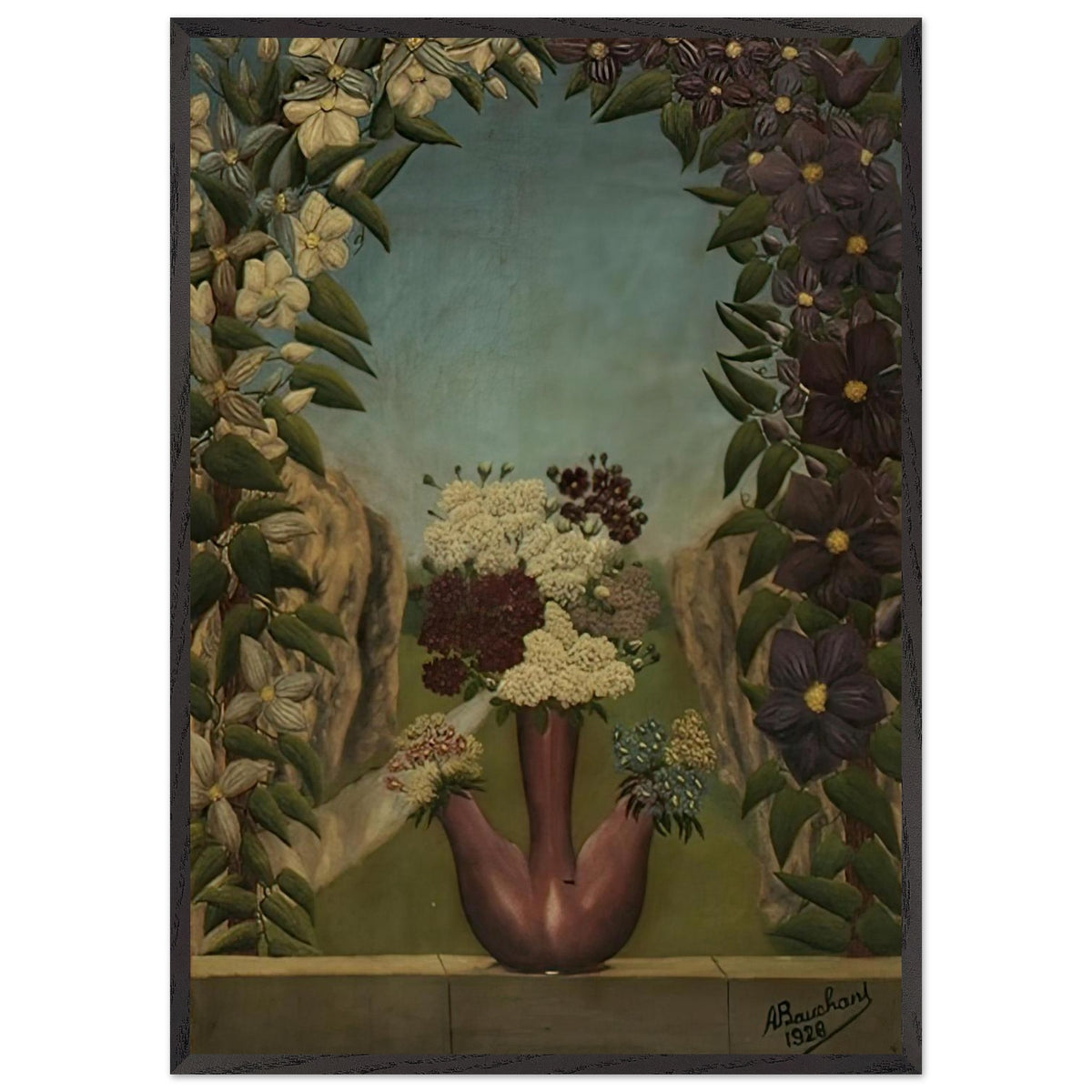 Blumen in Landschaft by Andre Bauchant, framed poster, view 3