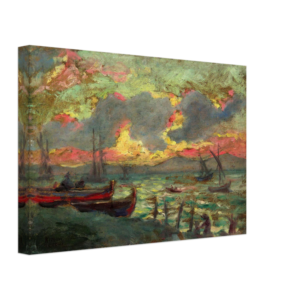 Boats on the Shore by Kimon Loghi, canvas, view 2