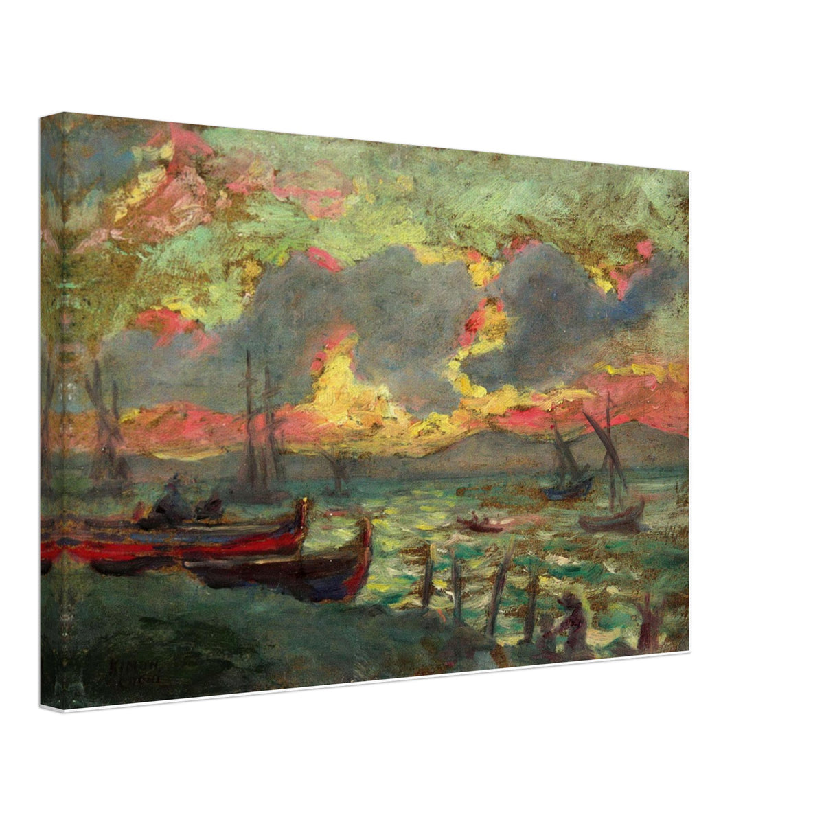 Boats on the Shore by Kimon Loghi, canvas