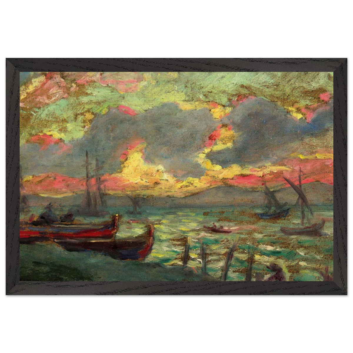 Boats on the Shore by Kimon Loghi, framed poster, view 2