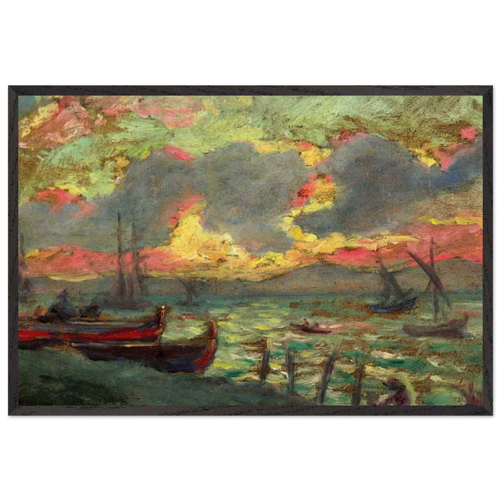 Boats on the Shore by Kimon Loghi, framed poster
