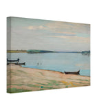Boats on the Shore of Danube by Constantin Artachino, canvas, view 2