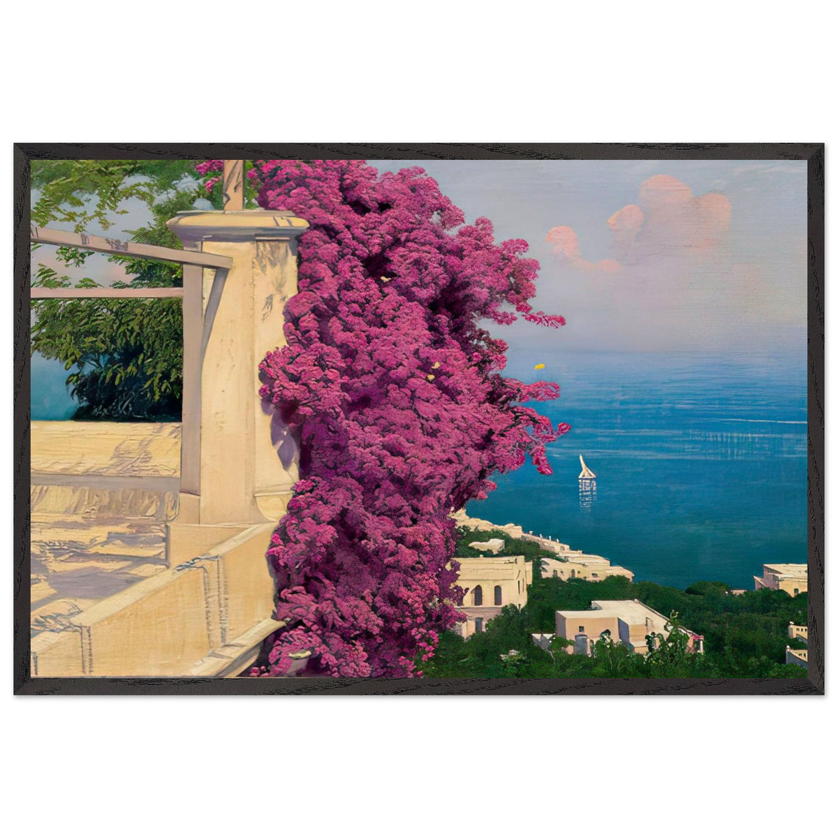 Bougainvillea, Capri by Edward Okuń, framed poster